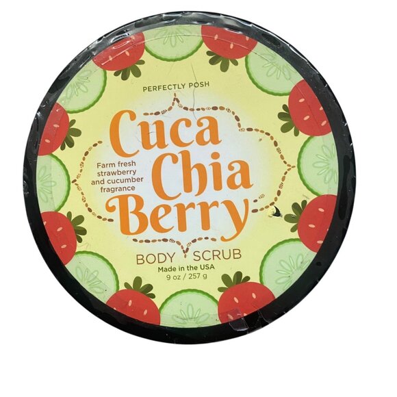 Cuca Chia Berry Body Scrub By Perfectly Posh 9 Oz Farm Fresh Strawberry Cucumber - Picture 7 of 10